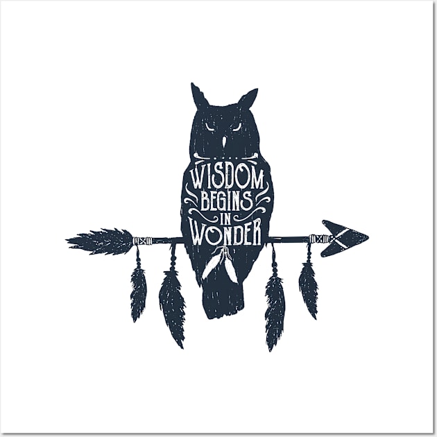 Wisdom Begins In Wonder. Arrow And Owl. Inspirational Quote Wall Art by SlothAstronaut